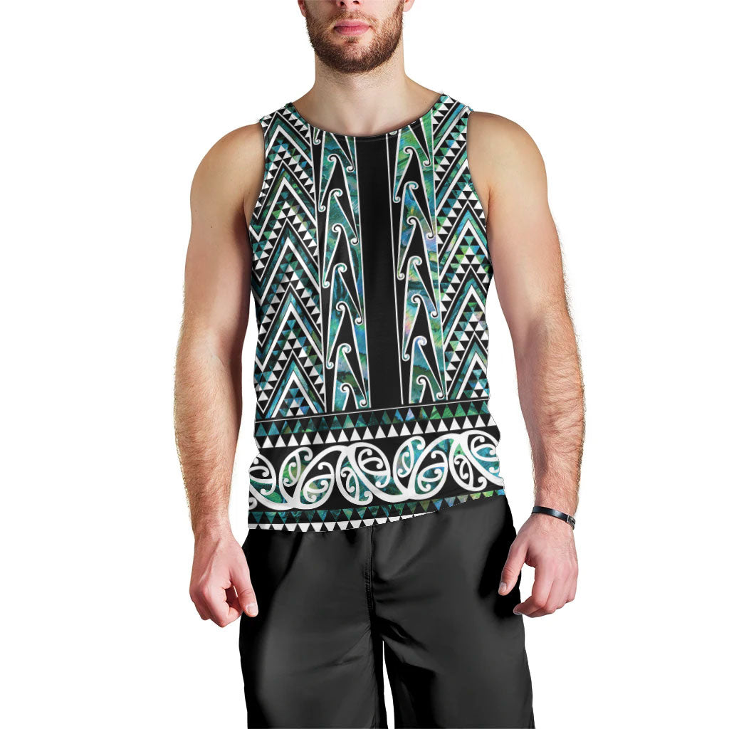 New Zealand Maori Niho Taniwha Men Tank Top Papua Shell - Mangopare Puhoro Pattern