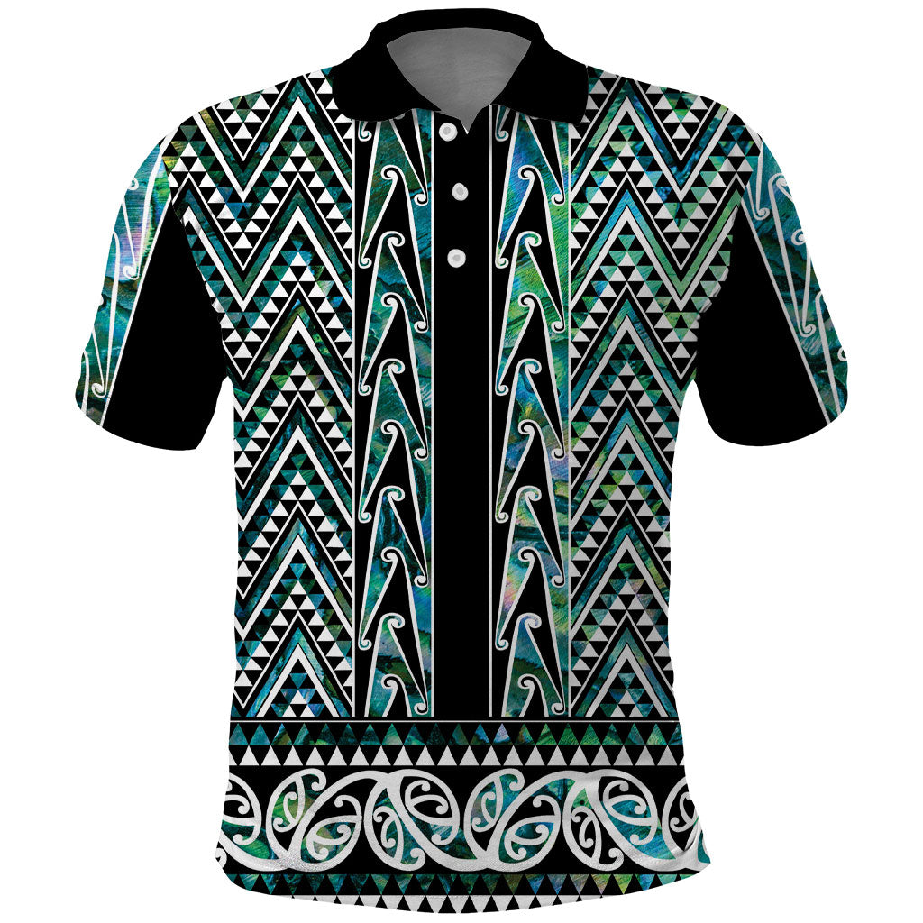 New Zealand Maori Niho Taniwha Polo Shirt Papua Shell - Mangopare Puhoro Pattern LT9 Green - Polynesian Pride