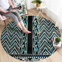 New Zealand Maori Niho Taniwha Round Carpet Papua Shell - Mangopare Puhoro Pattern