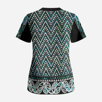 New Zealand Maori Niho Taniwha Scrub Top Papua Shell - Mangopare Puhoro Pattern