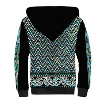 New Zealand Maori Niho Taniwha Sherpa Hoodie Papua Shell - Mangopare Puhoro Pattern
