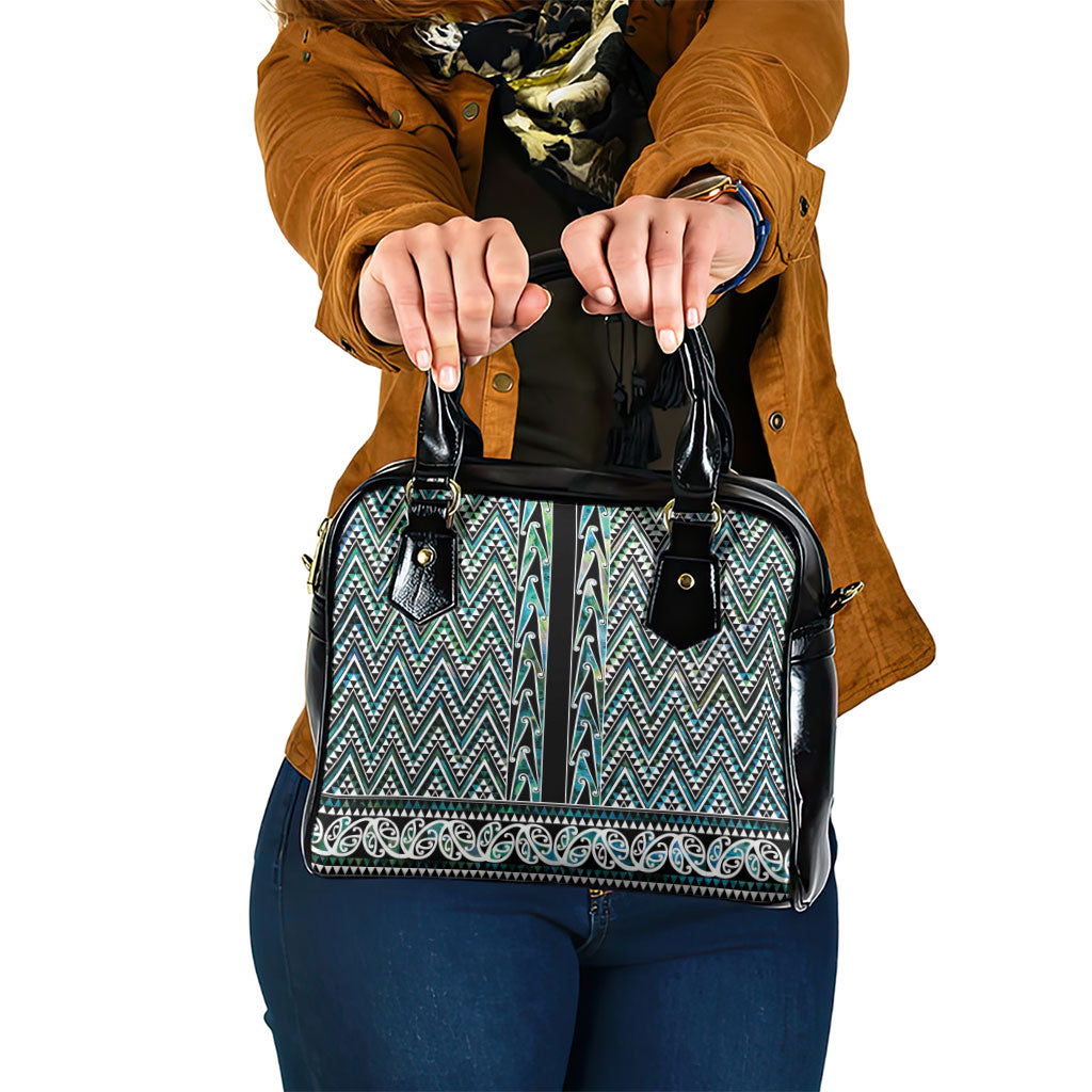 New Zealand Maori Niho Taniwha Shoulder Handbag Papua Shell - Mangopare Puhoro Pattern