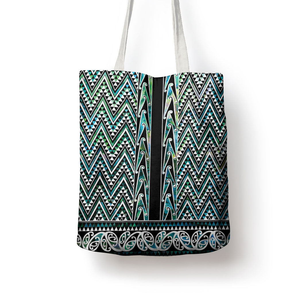 New Zealand Maori Niho Taniwha Tote Bag Papua Shell - Mangopare Puhoro Pattern
