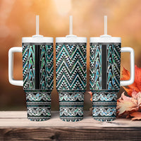 New Zealand Maori Niho Taniwha Tumbler With Handle Papua Shell - Mangopare Puhoro Pattern