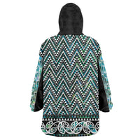 New Zealand Maori Niho Taniwha Wearable Blanket Hoodie Papua Shell - Mangopare Puhoro Pattern