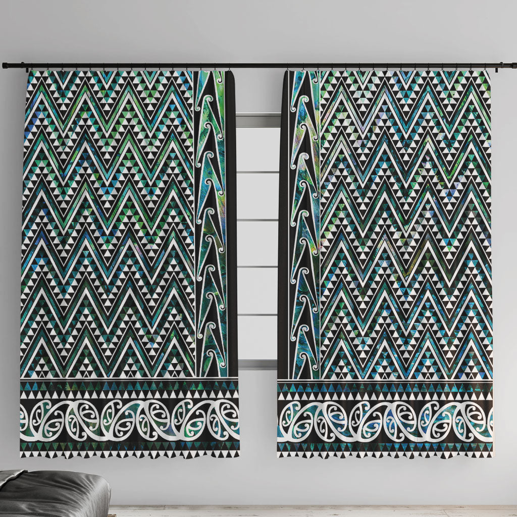 New Zealand Maori Niho Taniwha Window Curtain Papua Shell - Mangopare Puhoro Pattern