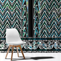 New Zealand Maori Niho Taniwha Window Curtain Papua Shell - Mangopare Puhoro Pattern