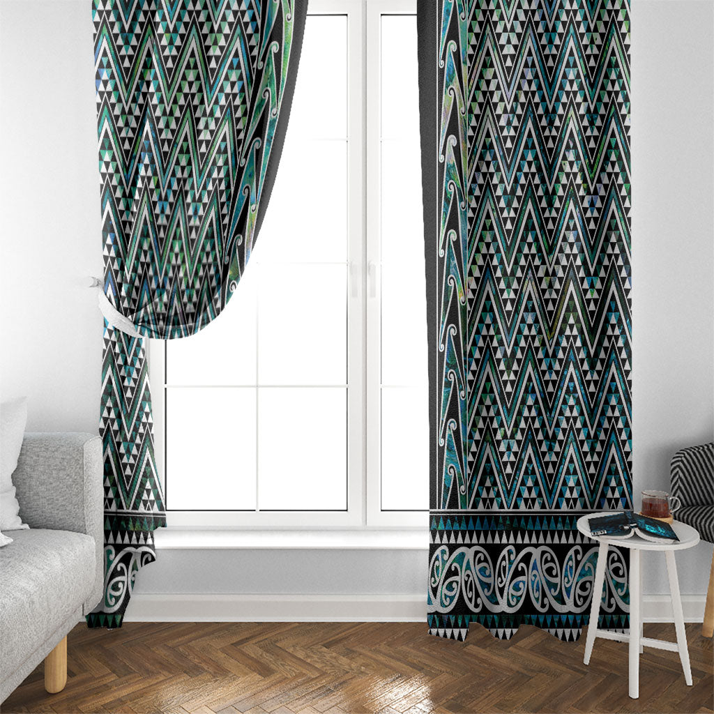 New Zealand Maori Niho Taniwha Window Curtain Papua Shell - Mangopare Puhoro Pattern
