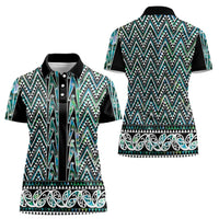 New Zealand Maori Niho Taniwha Women Polo Shirt Papua Shell - Mangopare Puhoro Pattern