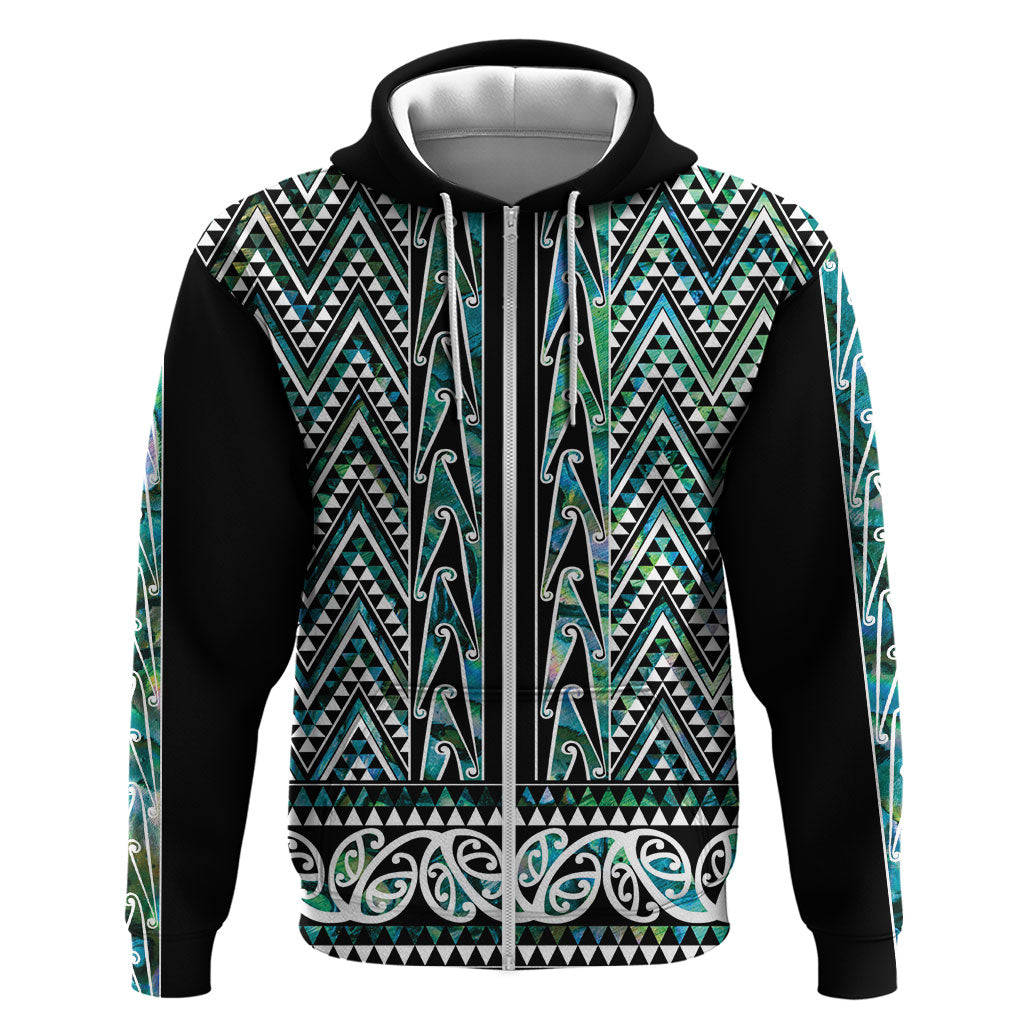 New Zealand Maori Niho Taniwha Zip Hoodie Papua Shell - Mangopare Puhoro Pattern LT9 Zip Hoodie Green - Polynesian Pride
