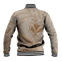 Hawaii Monk Seal and Map Baseball Jacket Polynesian Kanaka Maoli Beige Vibe