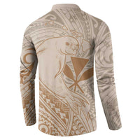 Hawaii Monk Seal and Map Button Sweatshirt Polynesian Kanaka Maoli Beige Vibe