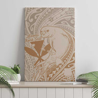 Hawaii Monk Seal and Map Canvas Wall Art Polynesian Kanaka Maoli Beige Vibe