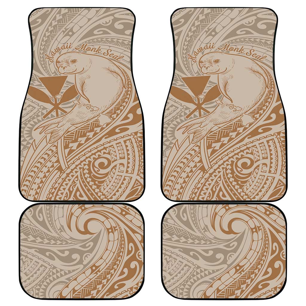 Hawaii Monk Seal and Map Car Mats Polynesian Kanaka Maoli Beige Vibe