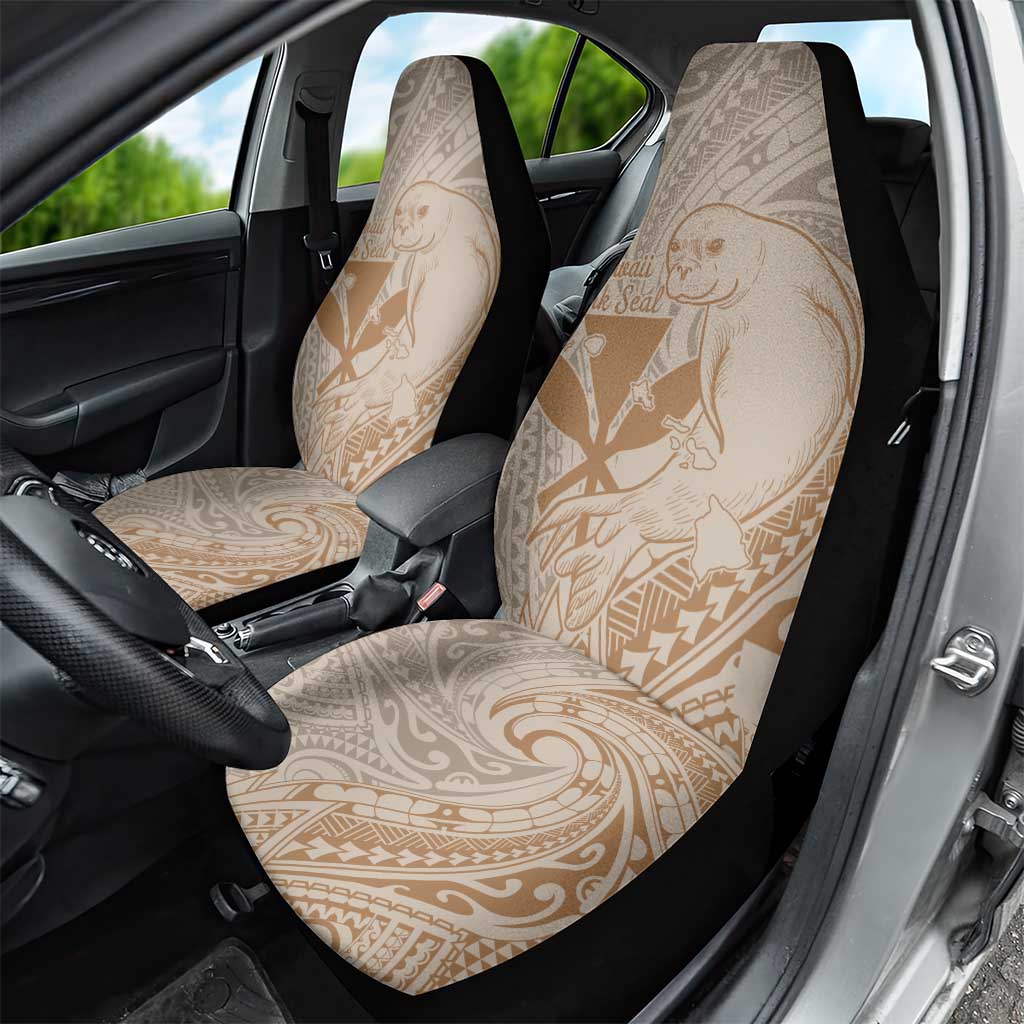 Hawaii Monk Seal and Map Car Seat Cover Polynesian Kanaka Maoli Beige Vibe