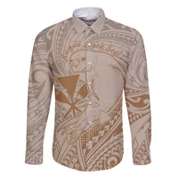 Hawaii Monk Seal and Map Family Matching Tank Maxi Dress and Hawaiian Shirt Polynesian Kanaka Maoli Beige Vibe