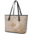 Hawaii Monk Seal and Map Leather Tote Bag Polynesian Kanaka Maoli Beige Vibe