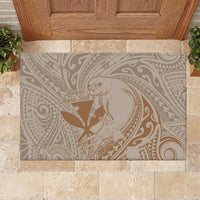 Hawaii Monk Seal and Map Rubber Doormat Polynesian Kanaka Maoli Beige Vibe