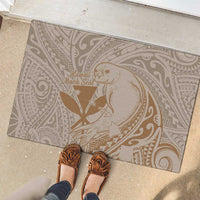 Hawaii Monk Seal and Map Rubber Doormat Polynesian Kanaka Maoli Beige Vibe