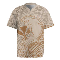Hawaii Monk Seal and Map Rugby Jersey Polynesian Kanaka Maoli Beige Vibe