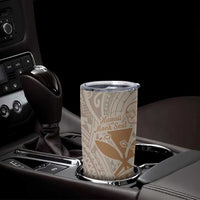 Hawaii Monk Seal and Map Tumbler Cup Polynesian Kanaka Maoli Beige Vibe