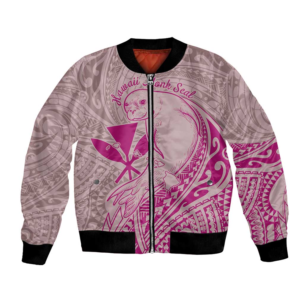 Hawaii Monk Seal and Map Bomber Jacket Polynesian Kanaka Maoli Pink Vibe