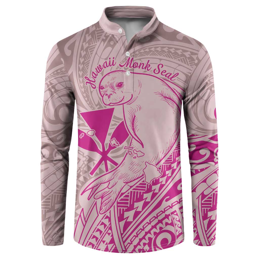 Hawaii Monk Seal and Map Button Sweatshirt Polynesian Kanaka Maoli Pink Vibe