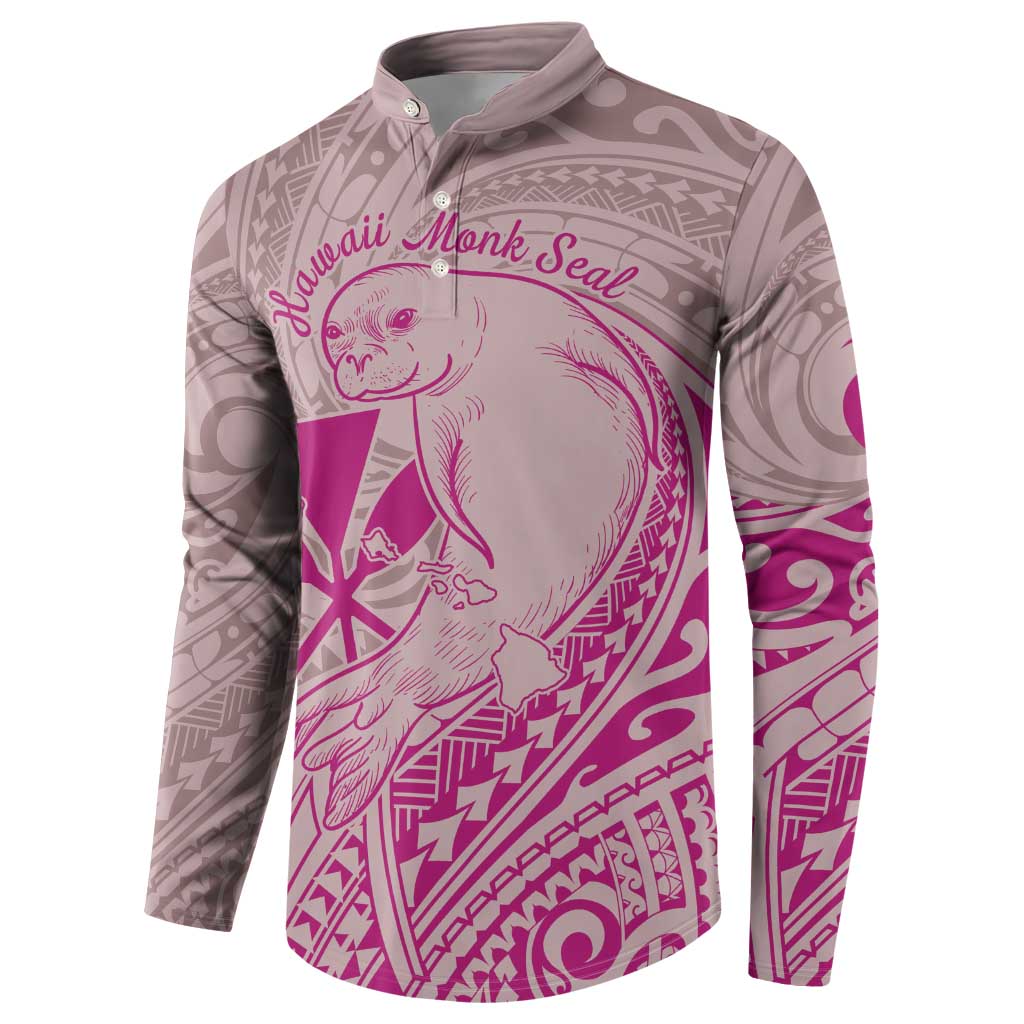 Hawaii Monk Seal and Map Button Sweatshirt Polynesian Kanaka Maoli Pink Vibe
