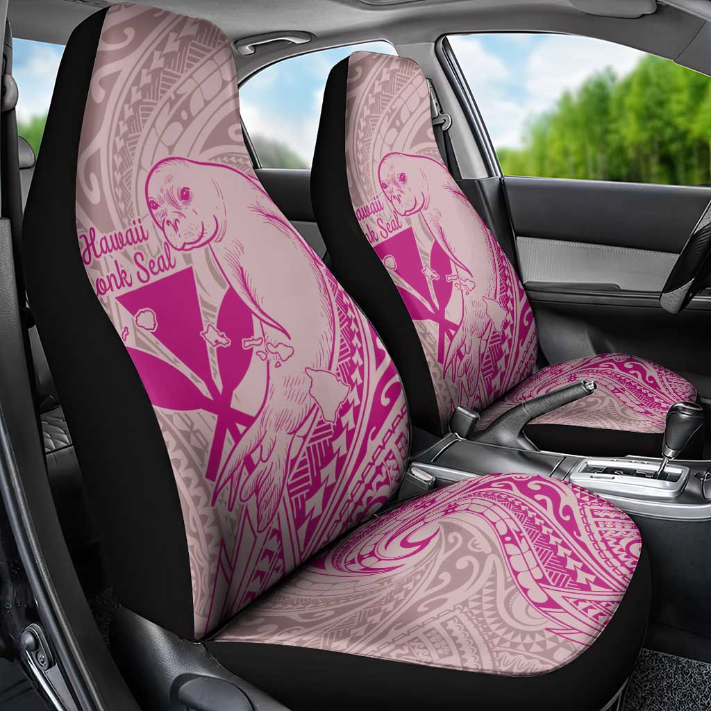 Hawaii Monk Seal and Map Car Seat Cover Polynesian Kanaka Maoli Pink Vibe