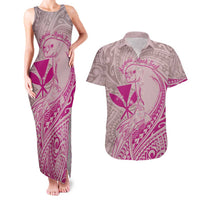 Hawaii Monk Seal and Map Couples Matching Tank Maxi Dress and Hawaiian Shirt Polynesian Kanaka Maoli Pink Vibe