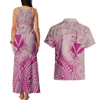 Hawaii Monk Seal and Map Couples Matching Tank Maxi Dress and Hawaiian Shirt Polynesian Kanaka Maoli Pink Vibe