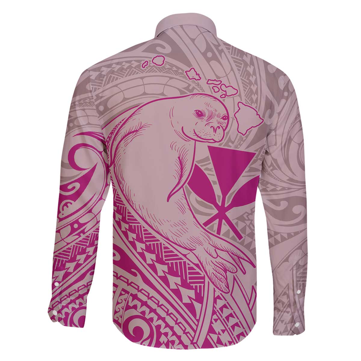 Hawaii Monk Seal and Map Family Matching Off The Shoulder Long Sleeve Dress and Hawaiian Shirt Polynesian Kanaka Maoli Pink Vibe