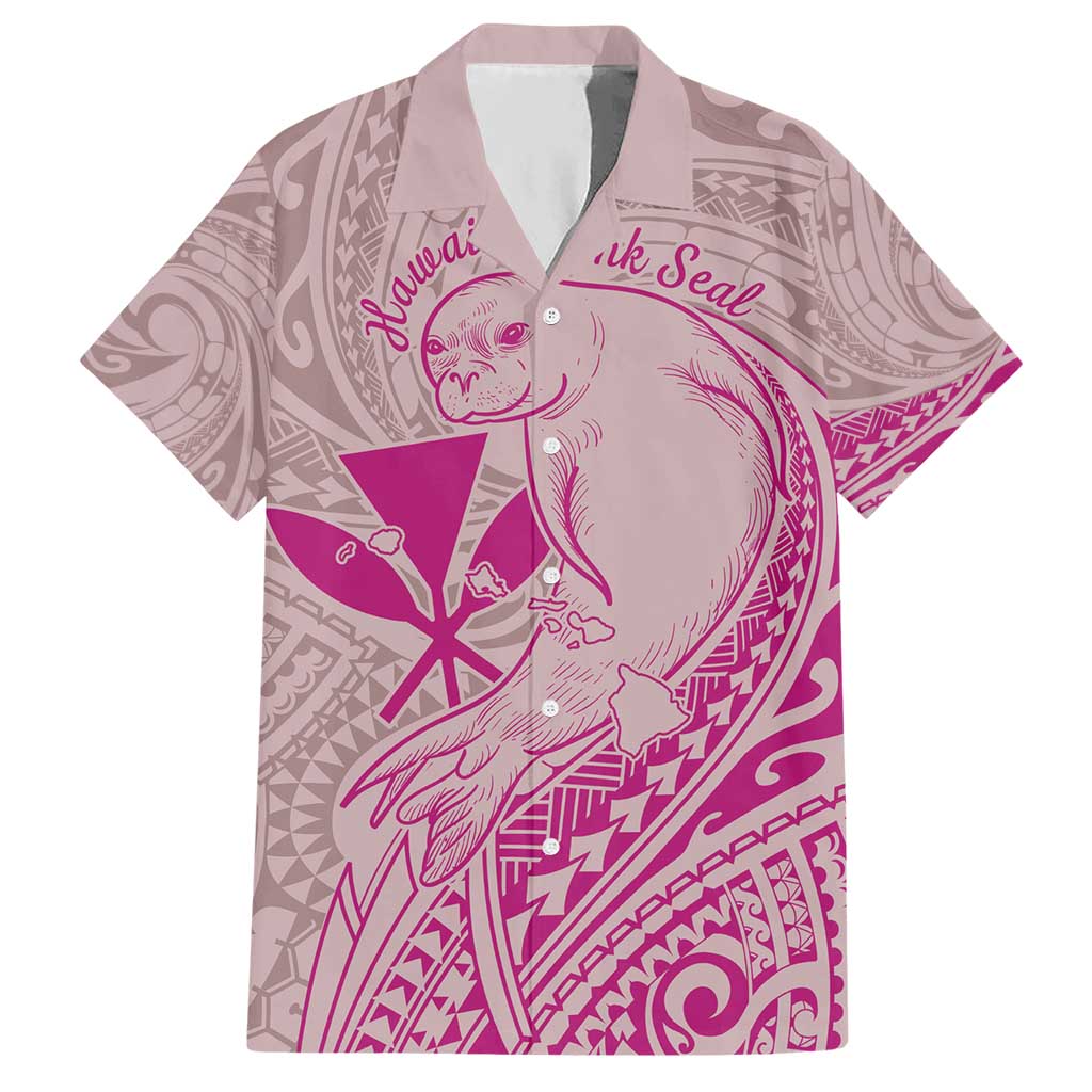 Hawaii Monk Seal and Map Hawaiian Shirt Polynesian Kanaka Maoli Pink Vibe