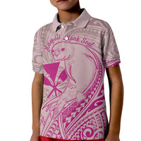Hawaii Monk Seal and Map Kid Polo Shirt Polynesian Kanaka Maoli Pink Vibe