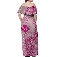 Hawaii Monk Seal and Map Off Shoulder Maxi Dress Polynesian Kanaka Maoli Pink Vibe LT9 - Polynesian Pride