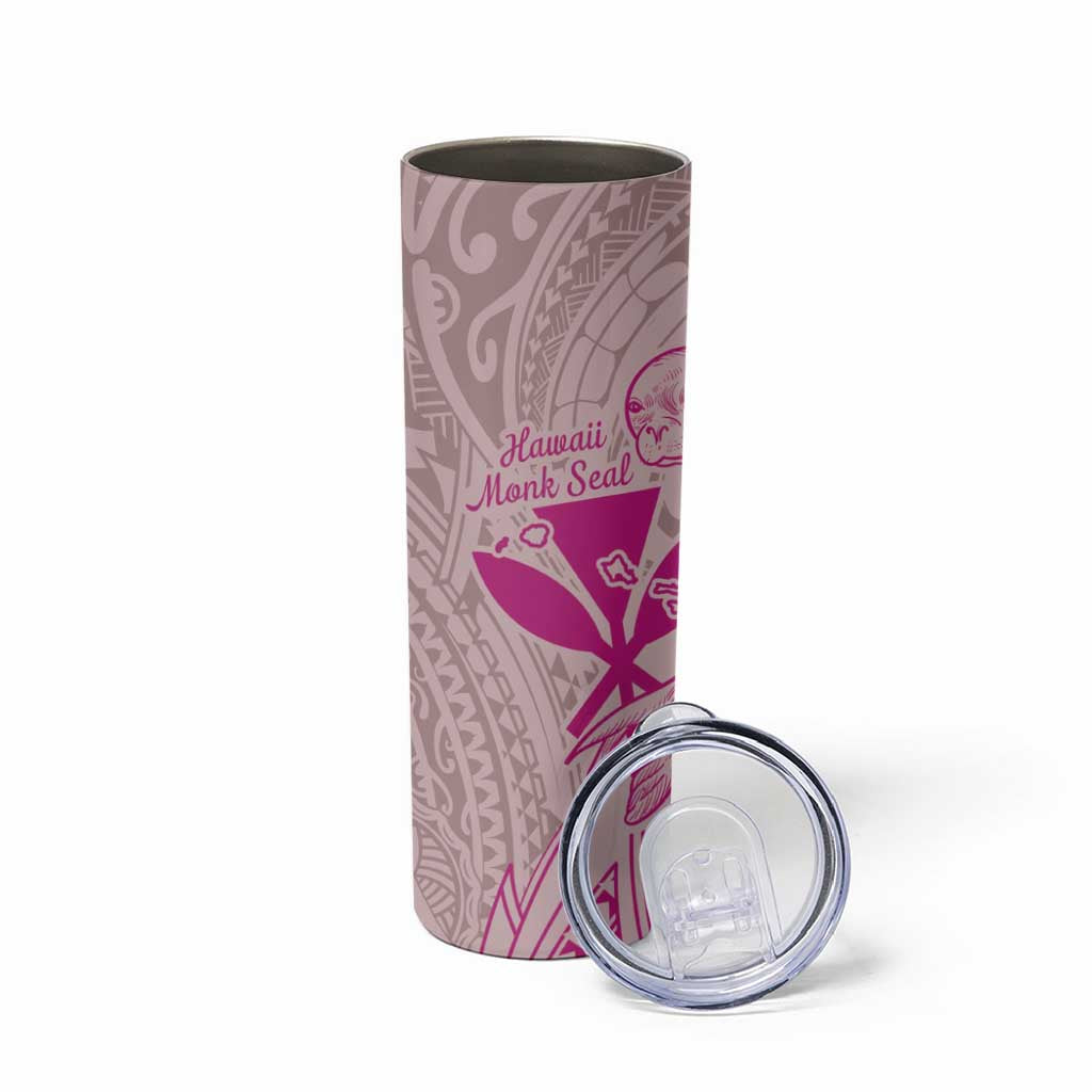 Hawaii Monk Seal and Map Skinny Tumbler Polynesian Kanaka Maoli Pink Vibe