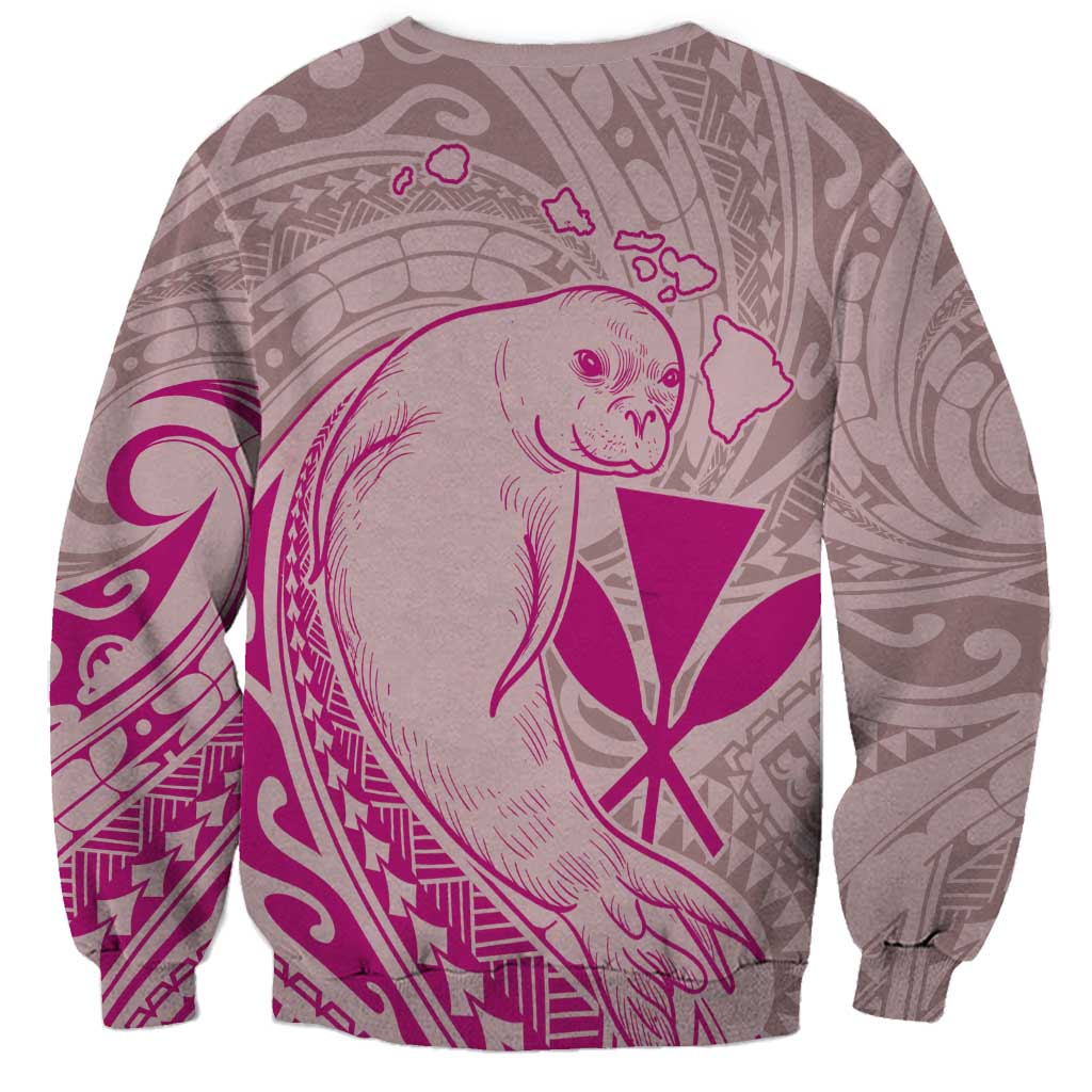 Hawaii Monk Seal and Map Sweatshirt Polynesian Kanaka Maoli Pink Vibe