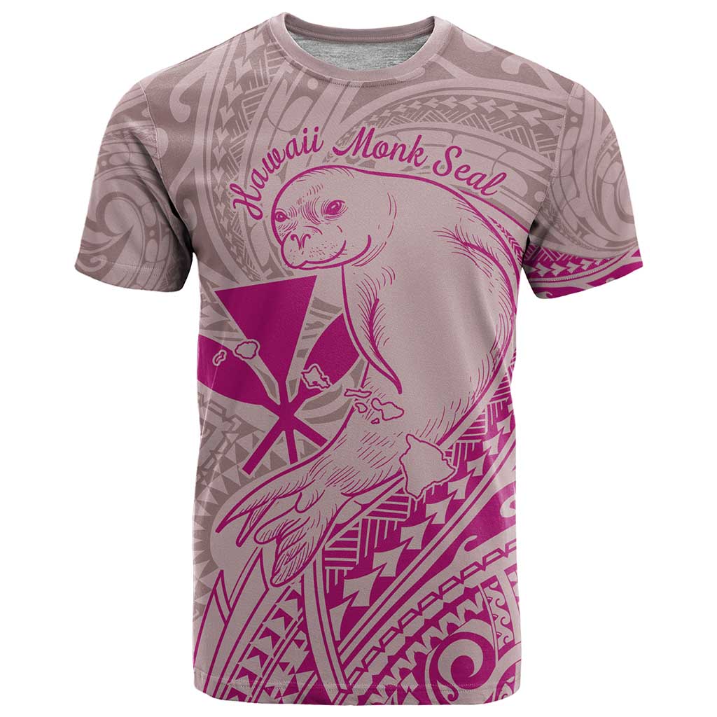 Hawaii Monk Seal and Map T Shirt Polynesian Kanaka Maoli Pink Vibe