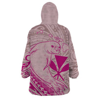 Hawaii Monk Seal and Map Wearable Blanket Hoodie Polynesian Kanaka Maoli Pink Vibe