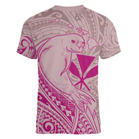 Hawaii Monk Seal and Map Women V-Neck T-Shirt Polynesian Kanaka Maoli Pink Vibe