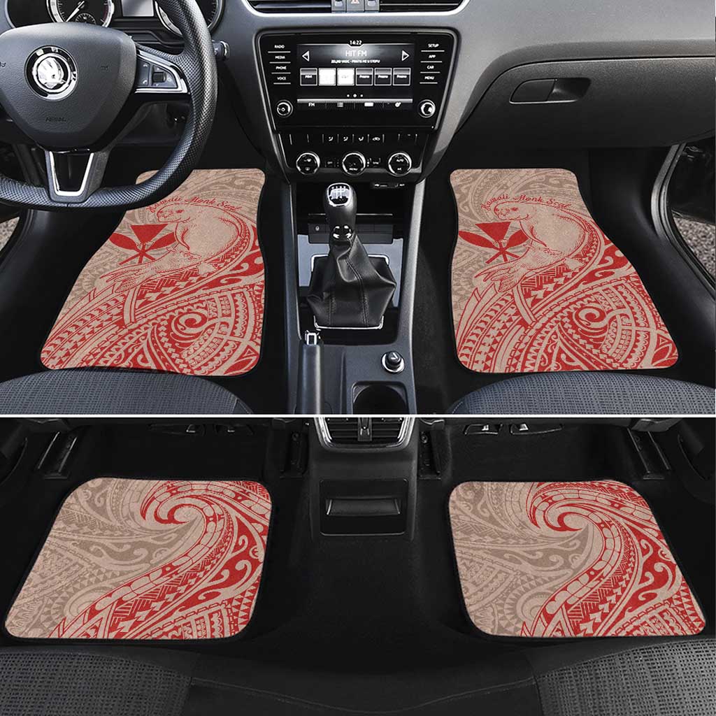 Hawaii Monk Seal and Map Car Mats Polynesian Kanaka Maoli Red Vibe