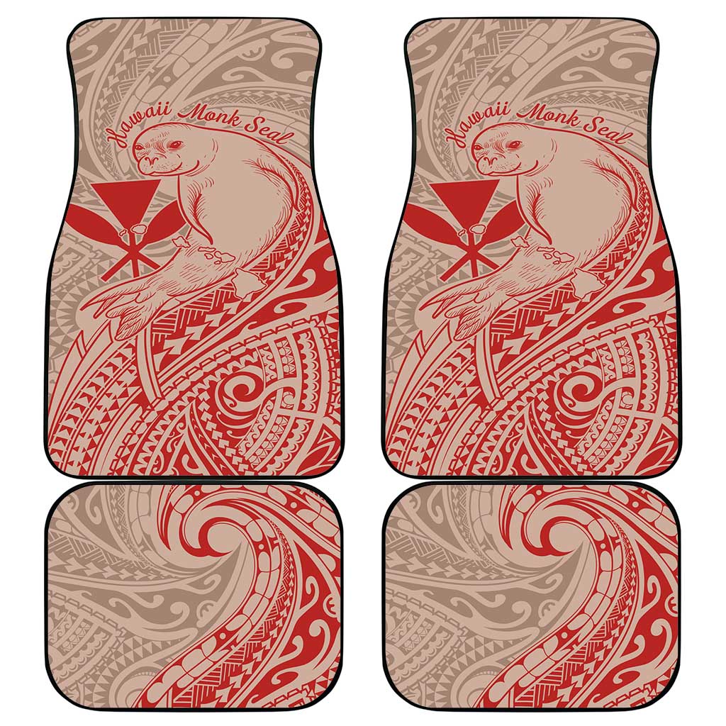 Hawaii Monk Seal and Map Car Mats Polynesian Kanaka Maoli Red Vibe