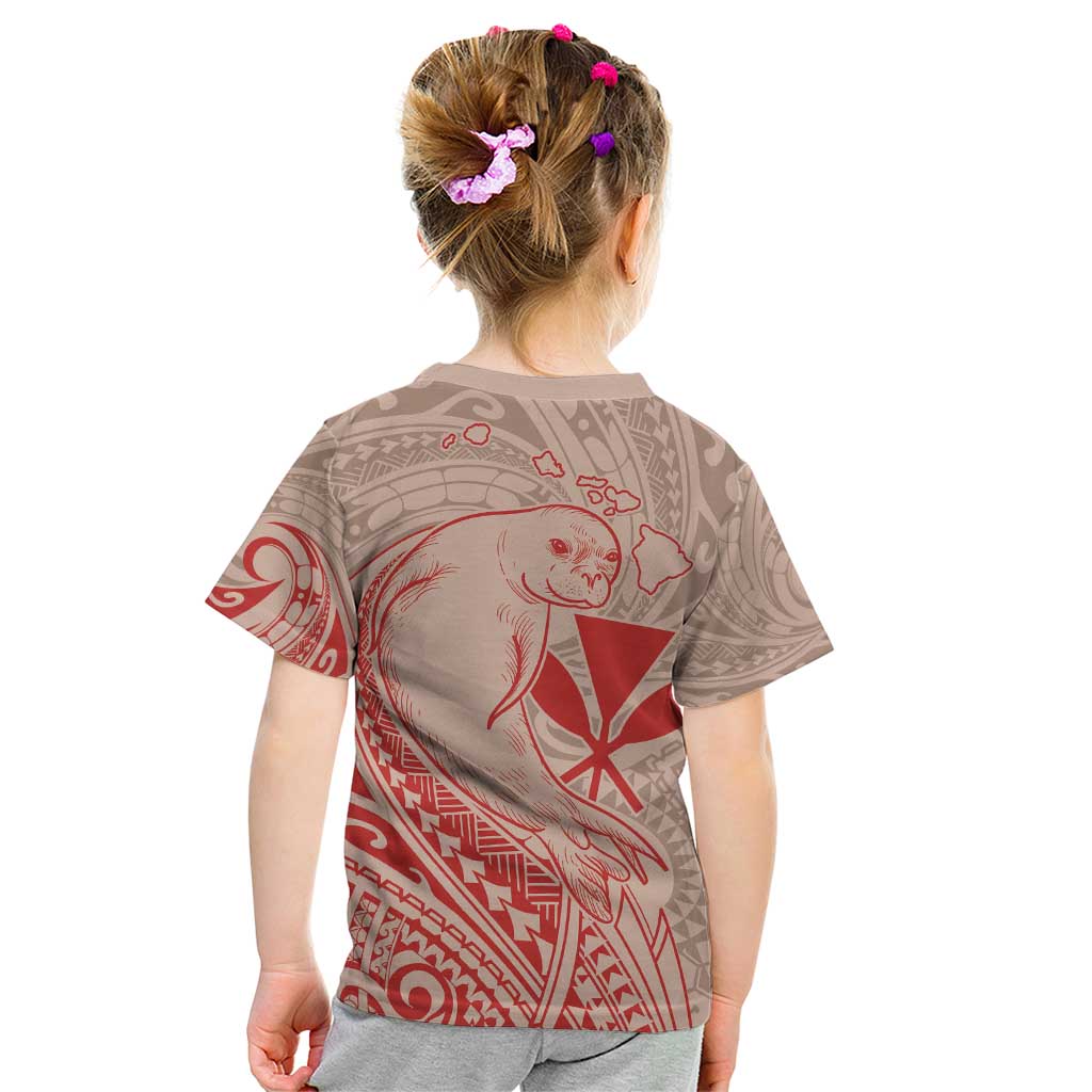 Hawaii Monk Seal and Map Kid T Shirt Polynesian Kanaka Maoli Red Vibe