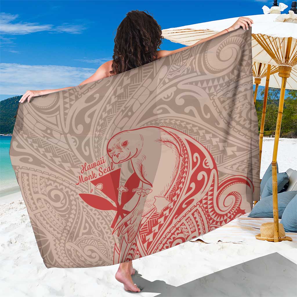 Hawaii Monk Seal and Map Sarong Polynesian Kanaka Maoli Red Vibe