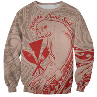 Hawaii Monk Seal and Map Sweatshirt Polynesian Kanaka Maoli Red Vibe