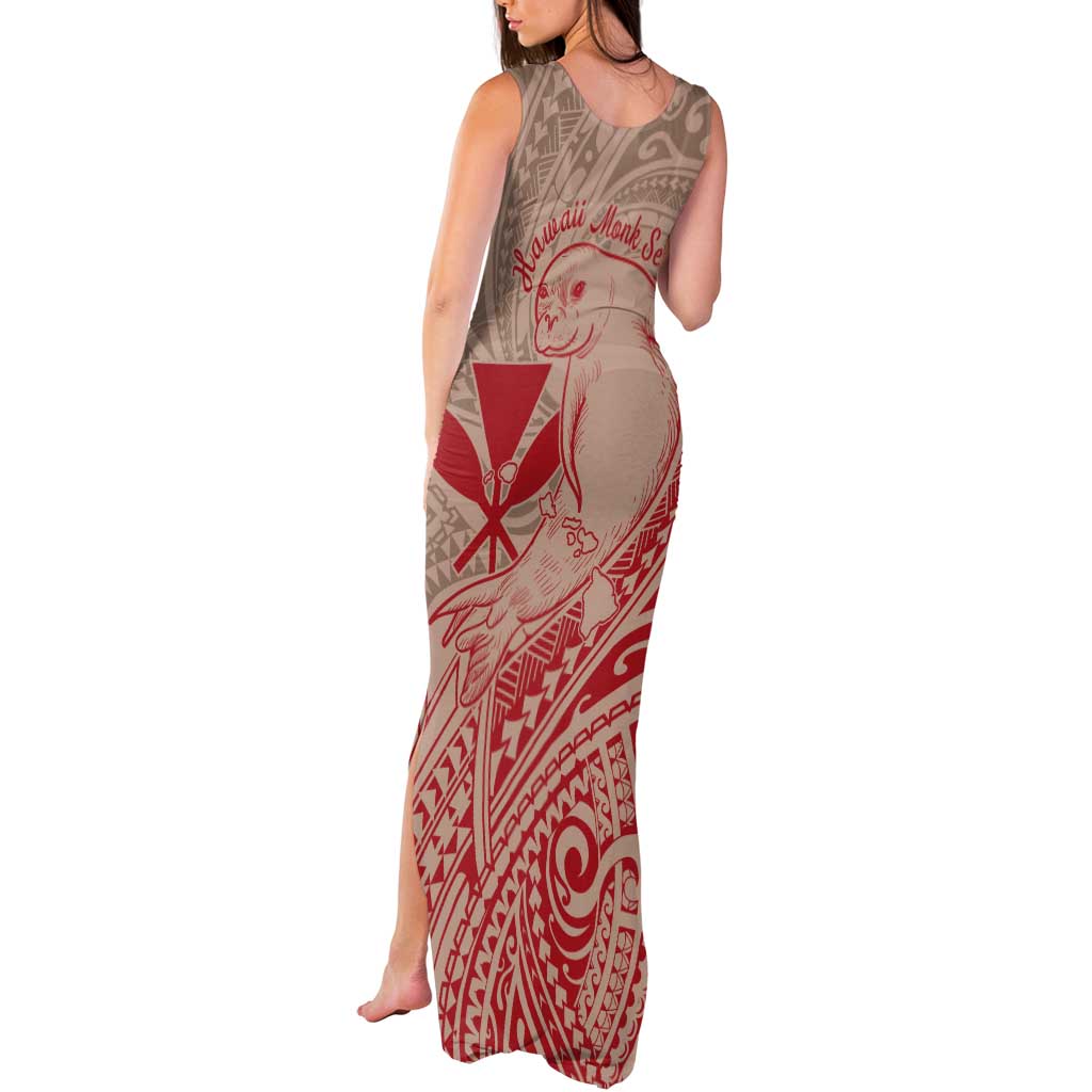Hawaii Monk Seal and Map Tank Maxi Dress Polynesian Kanaka Maoli Red Vibe