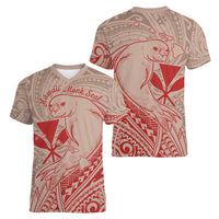Hawaii Monk Seal and Map Women V-Neck T-Shirt Polynesian Kanaka Maoli Red Vibe