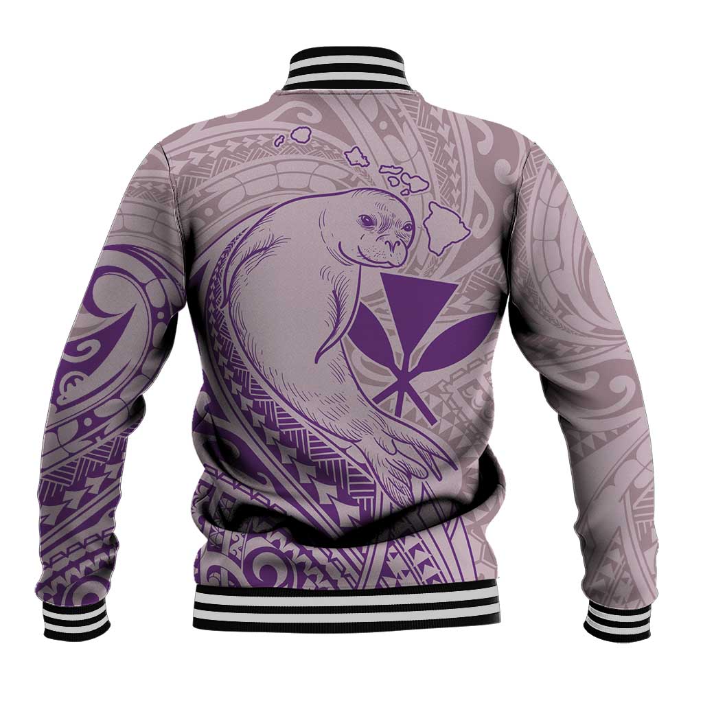 Hawaii Monk Seal and Map Baseball Jacket Polynesian Kanaka Maoli Violet Vibe