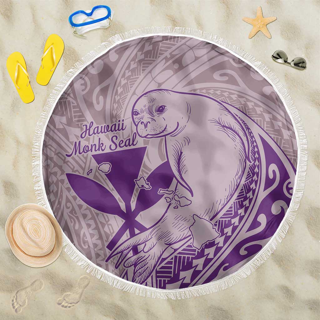 Hawaii Monk Seal and Map Beach Blanket Polynesian Kanaka Maoli Violet Vibe