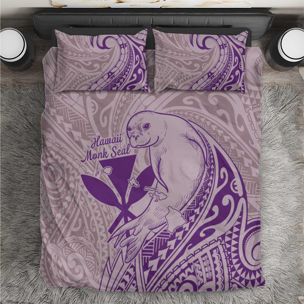 Hawaii Monk Seal and Map Bedding Set Polynesian Kanaka Maoli Violet Vibe